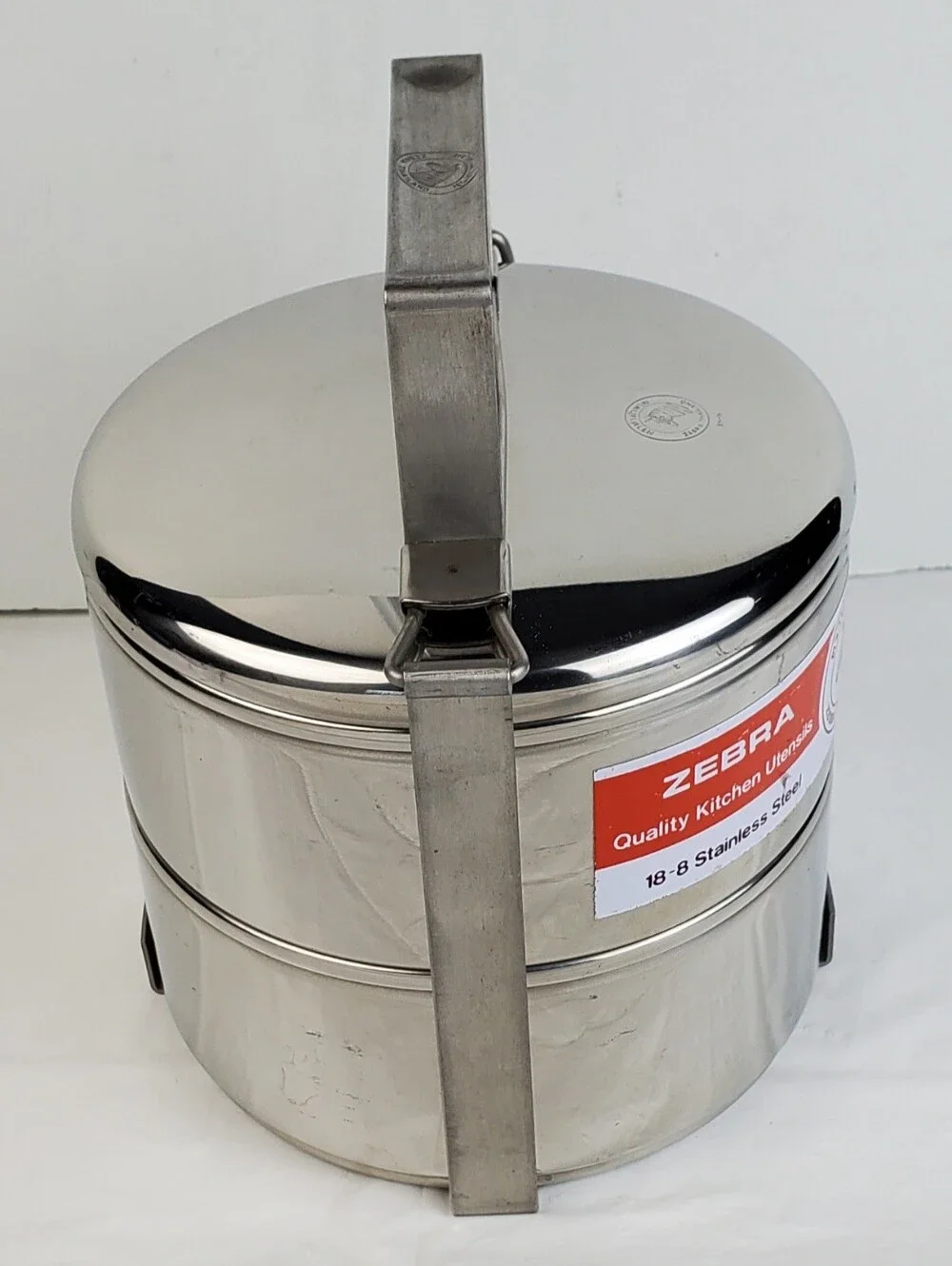 Zebra Thailand Stainless Steel 2 Level Tiered Food Carrier Lunch Box Tiffin EUC